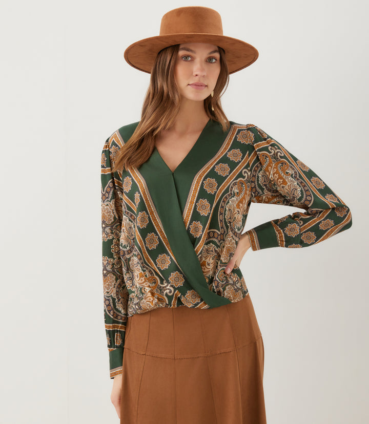 Long Sleeve Drape Front Top