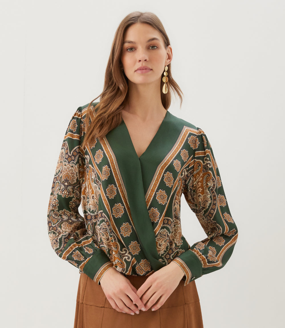 Long Sleeve Drape Front Top