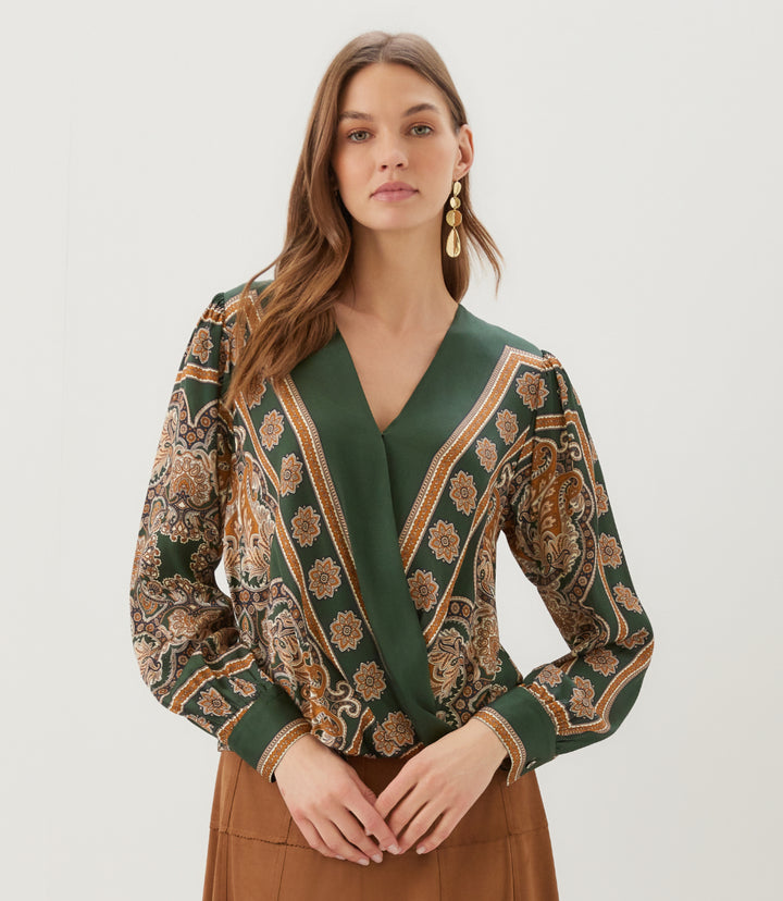 Long Sleeve Drape Front Top