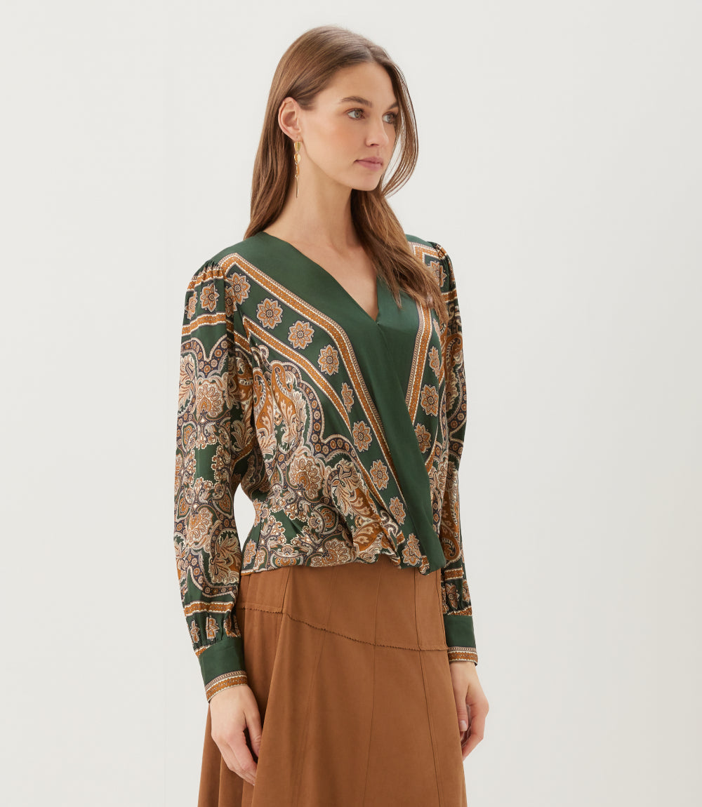 Long Sleeve Drape Front Top
