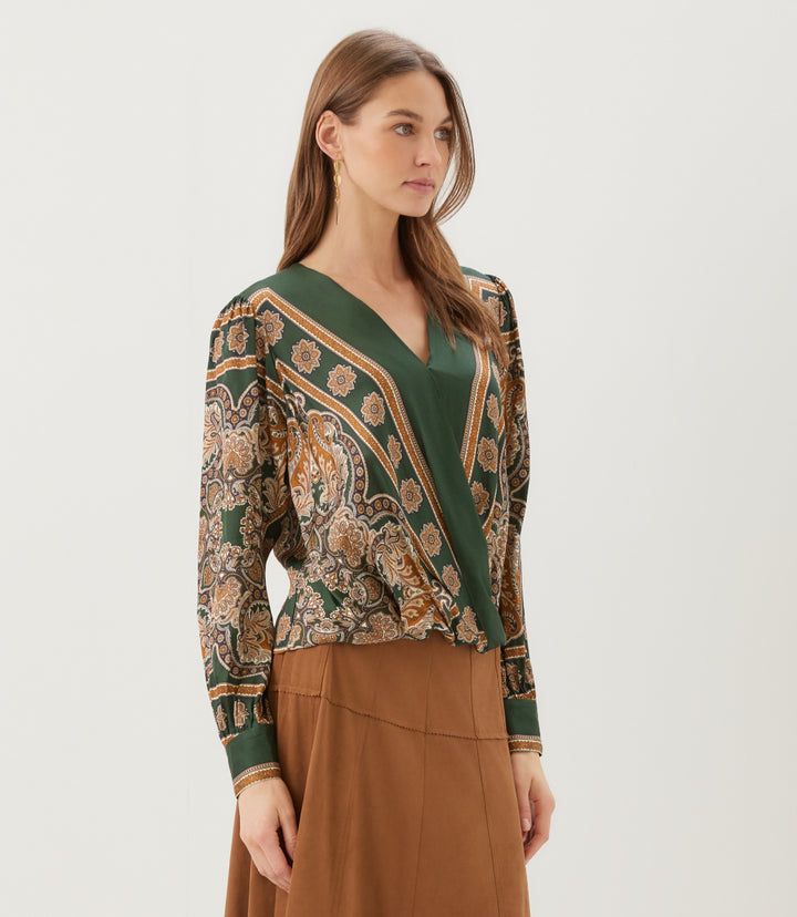 Long Sleeve Drape Front Top