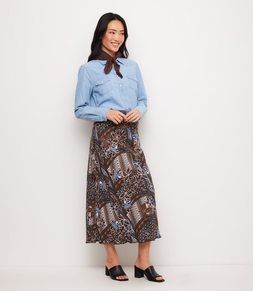 Bias Cut Midi Skirt