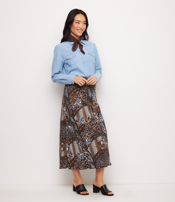 Bias Cut Midi Skirt