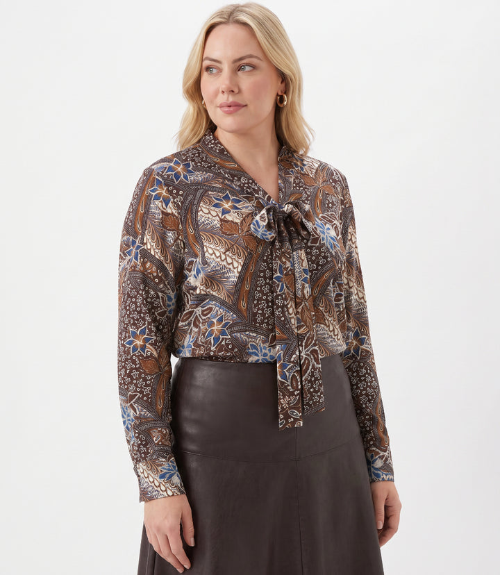 Plus Size Long Sleeve Bow Top
