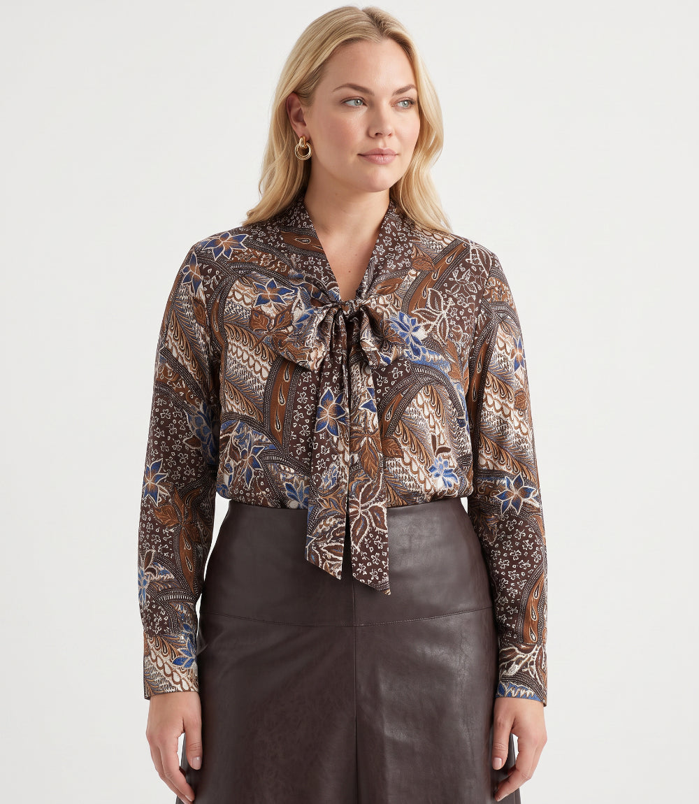 Plus Size Long Sleeve Bow Top