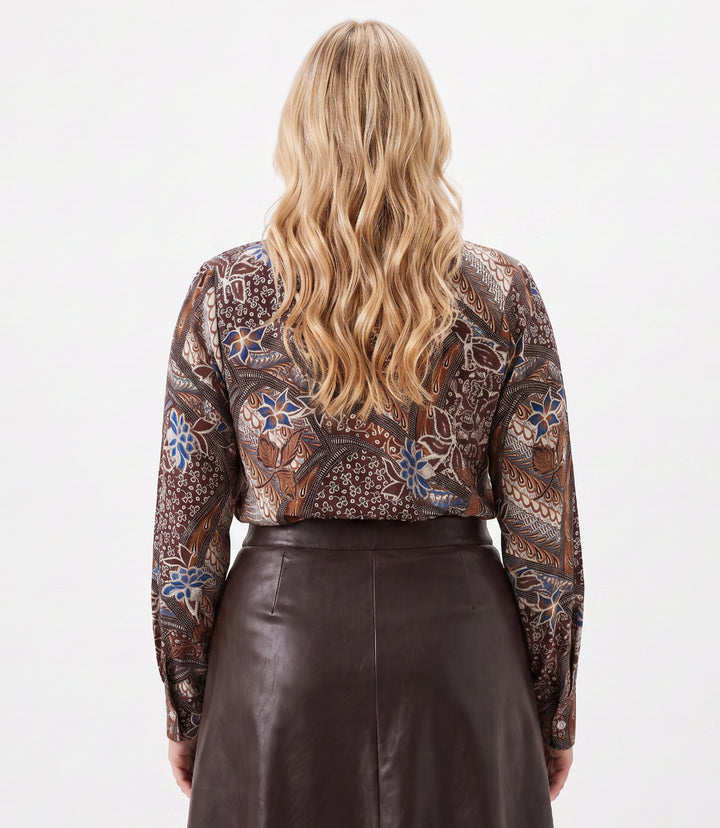 Plus Size Long Sleeve Bow Top