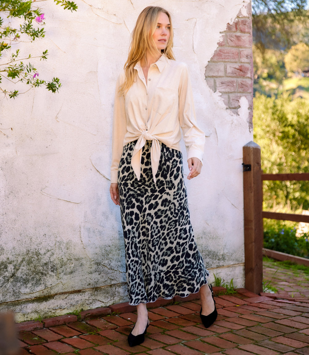 Bias Cut Midi Skirt