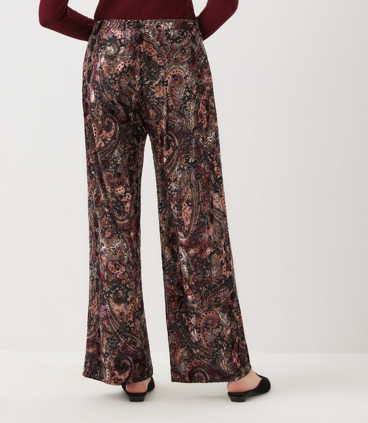 Velvet Burnout Wide-Leg Pants