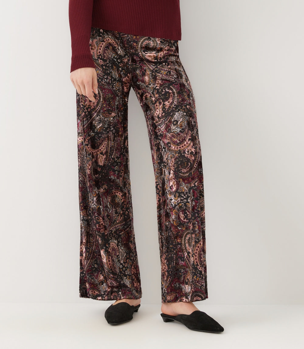 Velvet Burnout Wide-Leg Pants
