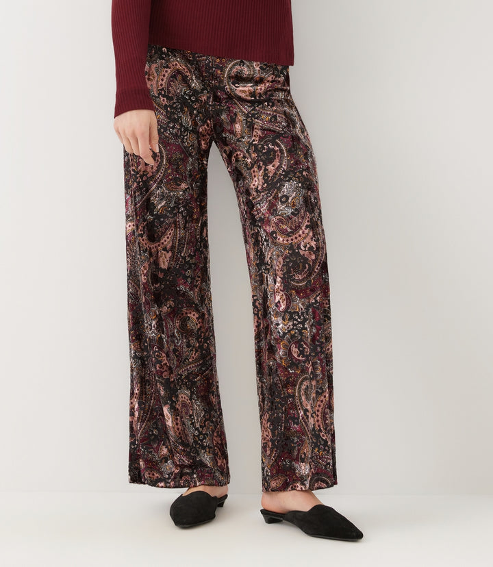 Velvet Burnout Wide-Leg Pants