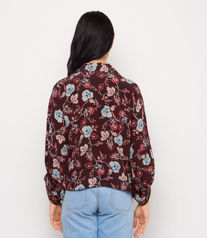 Blouson Sleeve Tie-Front Top