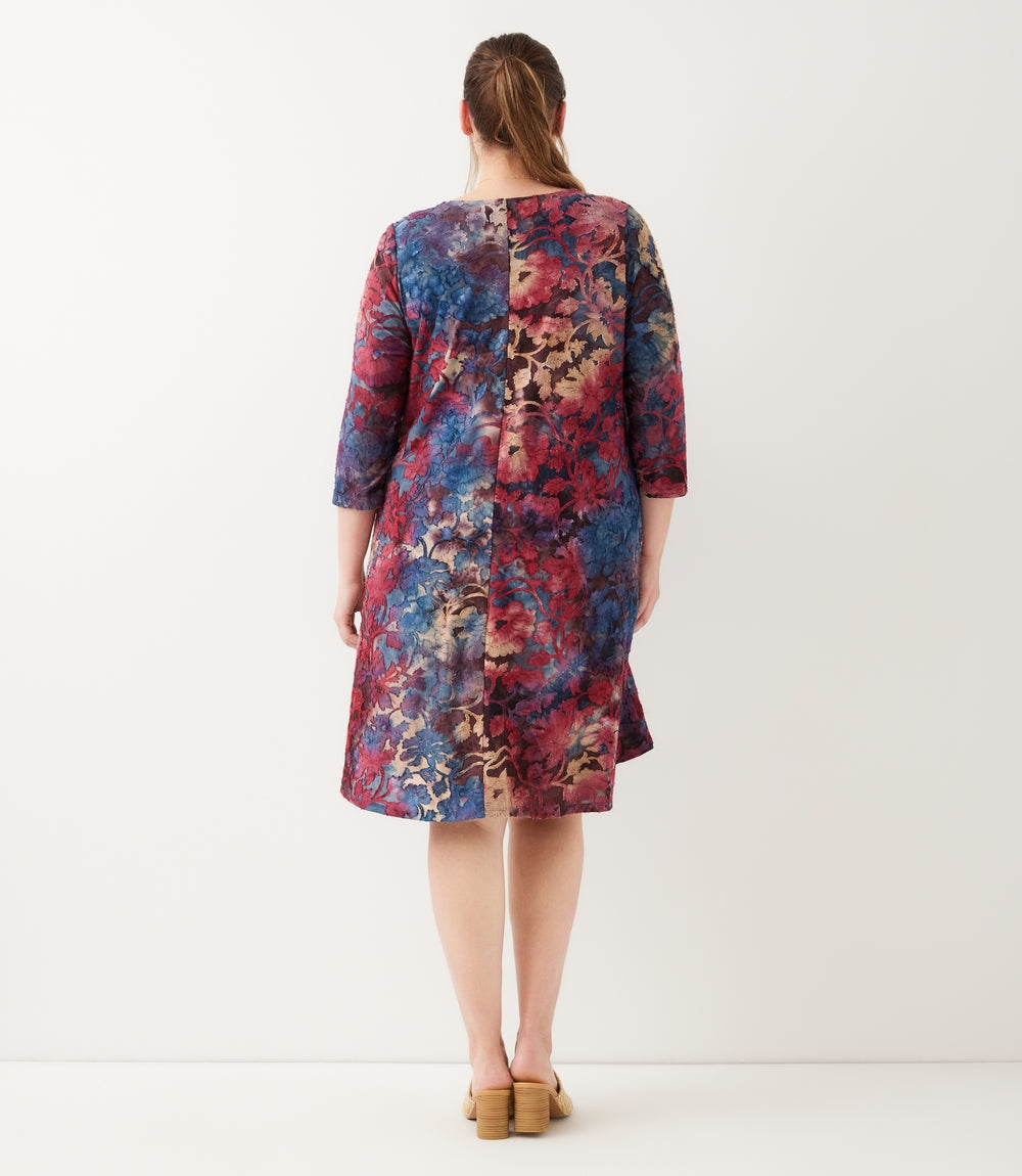 Plus Size 3/4 Sleeve Tie-Dye Burnout Maggie Dress