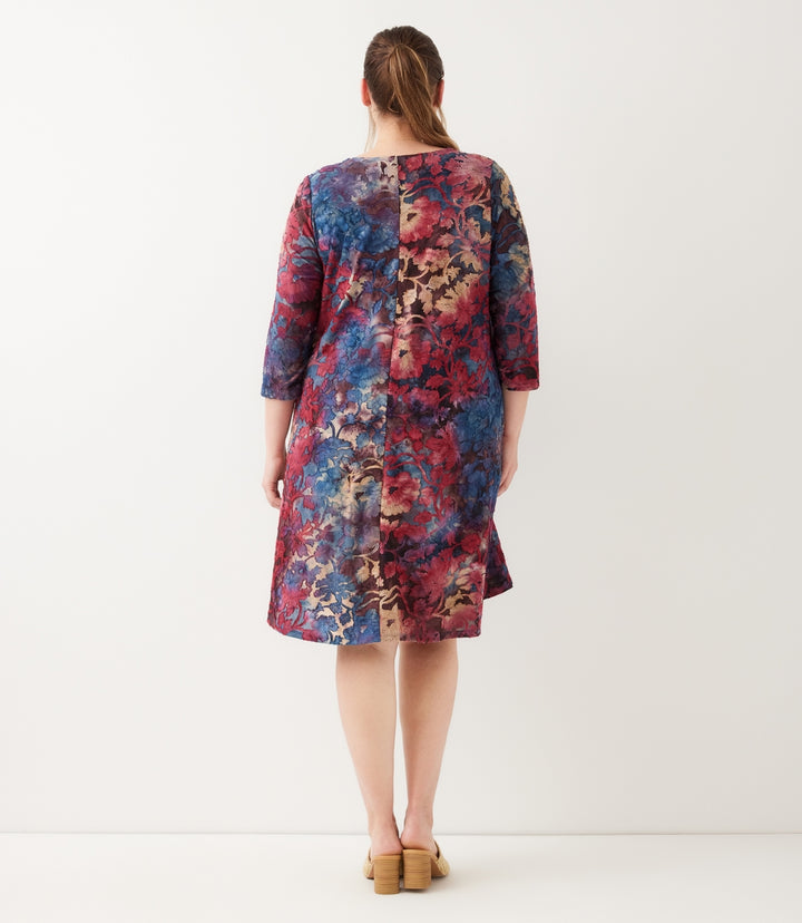 Plus Size 3/4 Sleeve Tie-Dye Burnout Maggie Dress