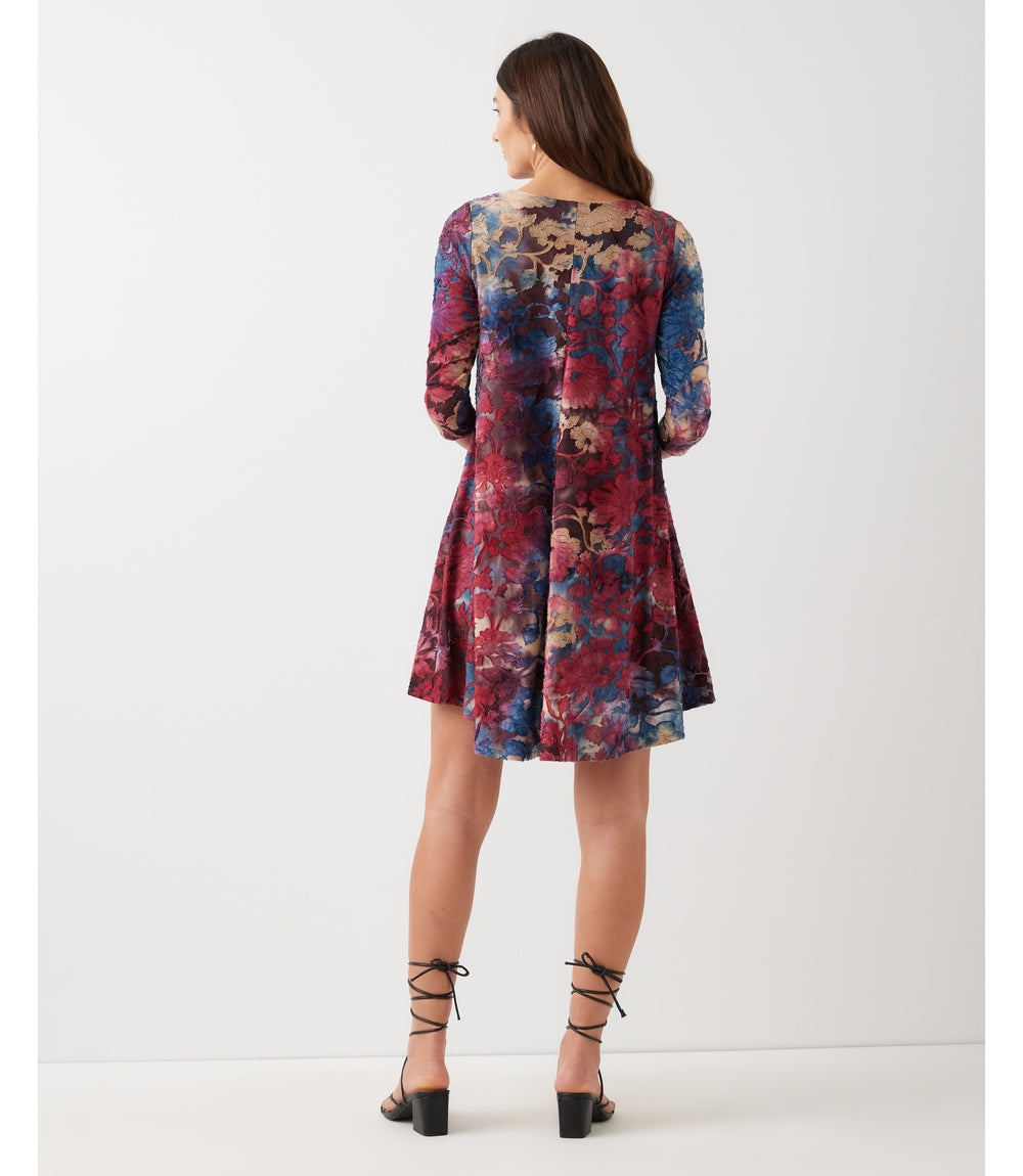 3/4 Sleeve Tie-Dye Burnout Maggie Dress