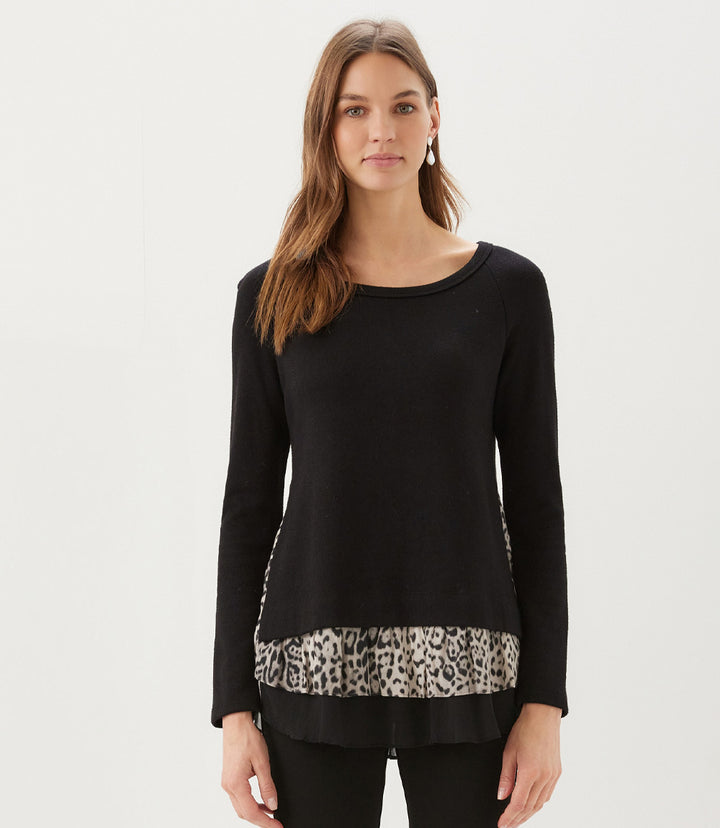 Layered Contrast Leopard Sweater