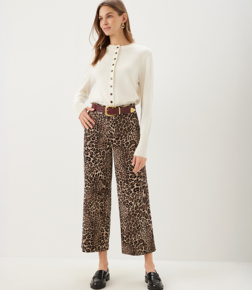 Petite Size Corduroy Cropped Wide-Leg Pants