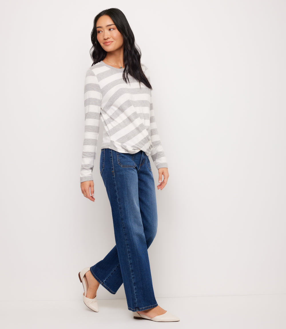 Long Sleeve Drape Front Top