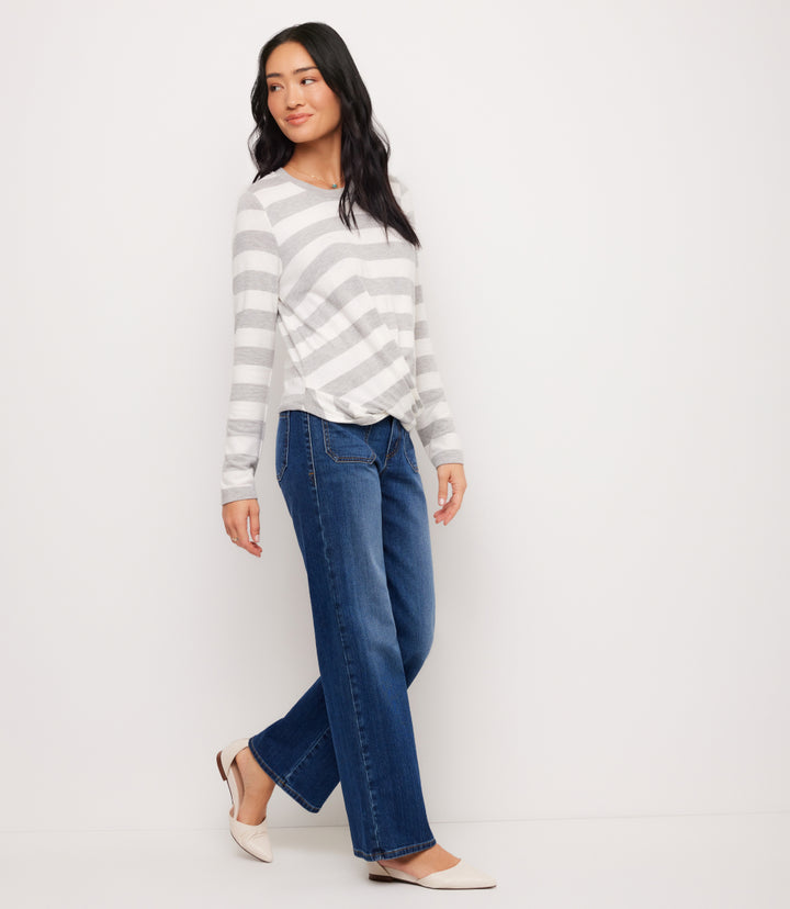 Long Sleeve Drape Front Top