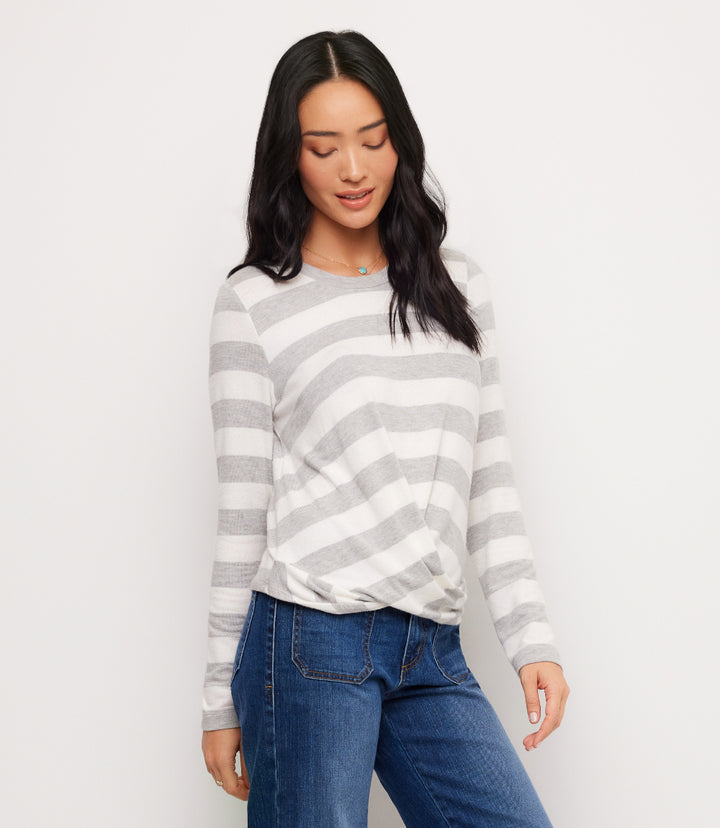 Long Sleeve Drape Front Top