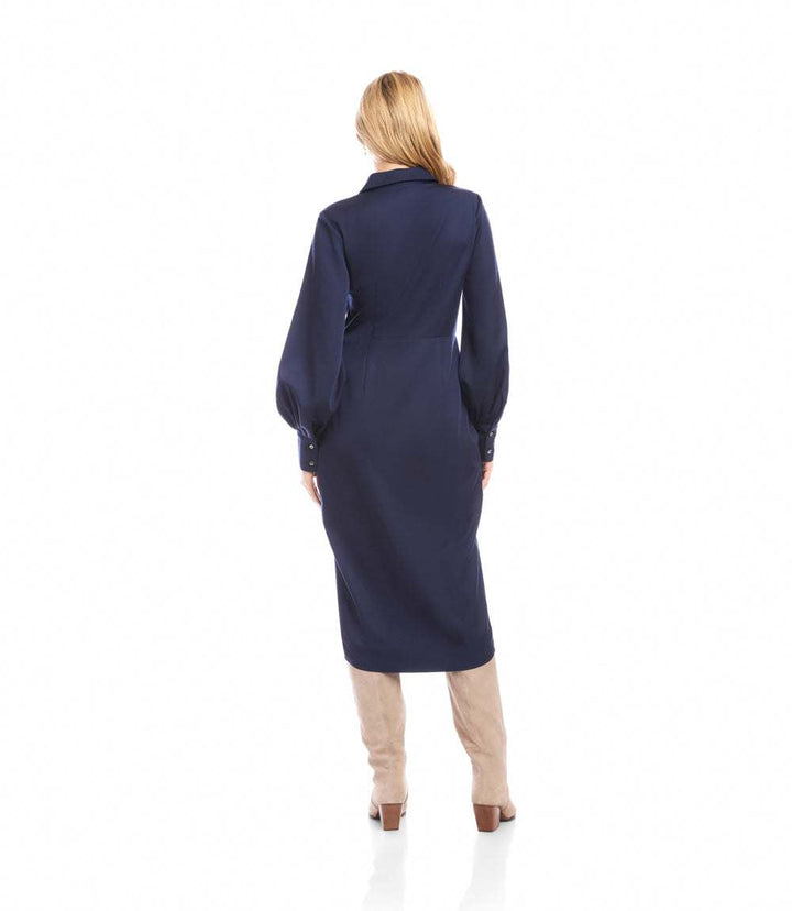 Savannah Twist Front Sateen Midi Dress