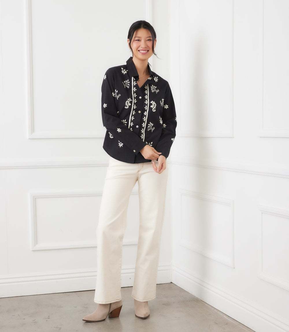 Long Sleeve Embroidered Shirt