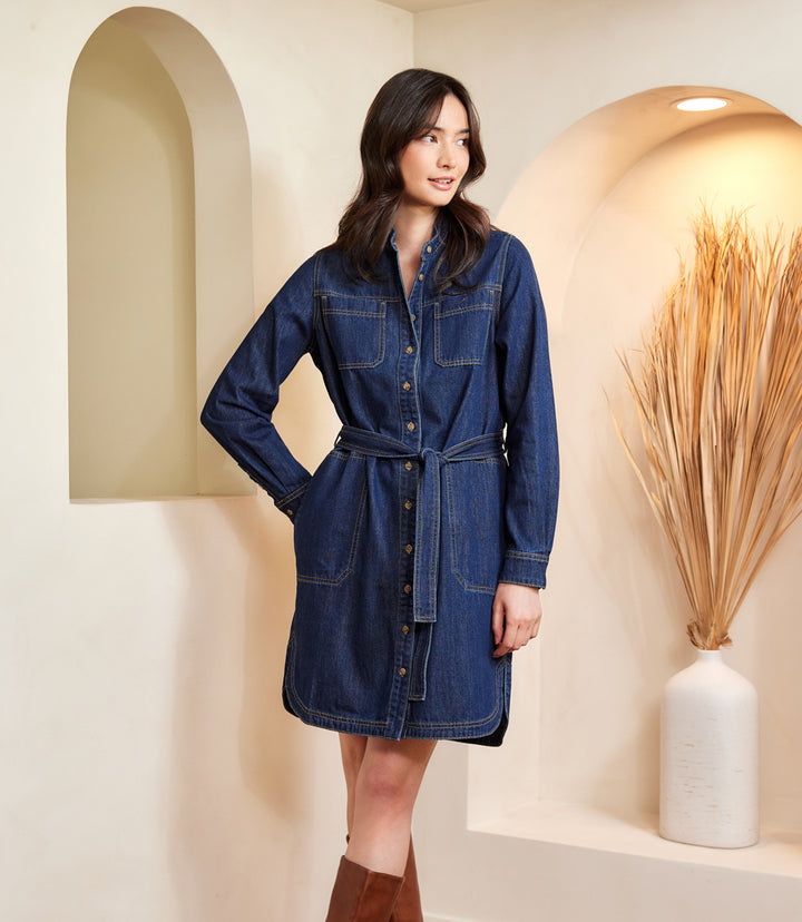 Belted Denim Shirtdress