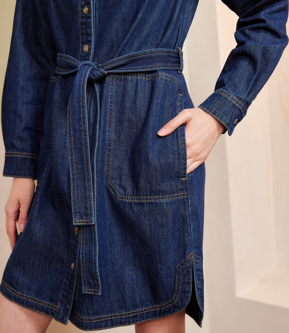 Belted Denim Shirtdress