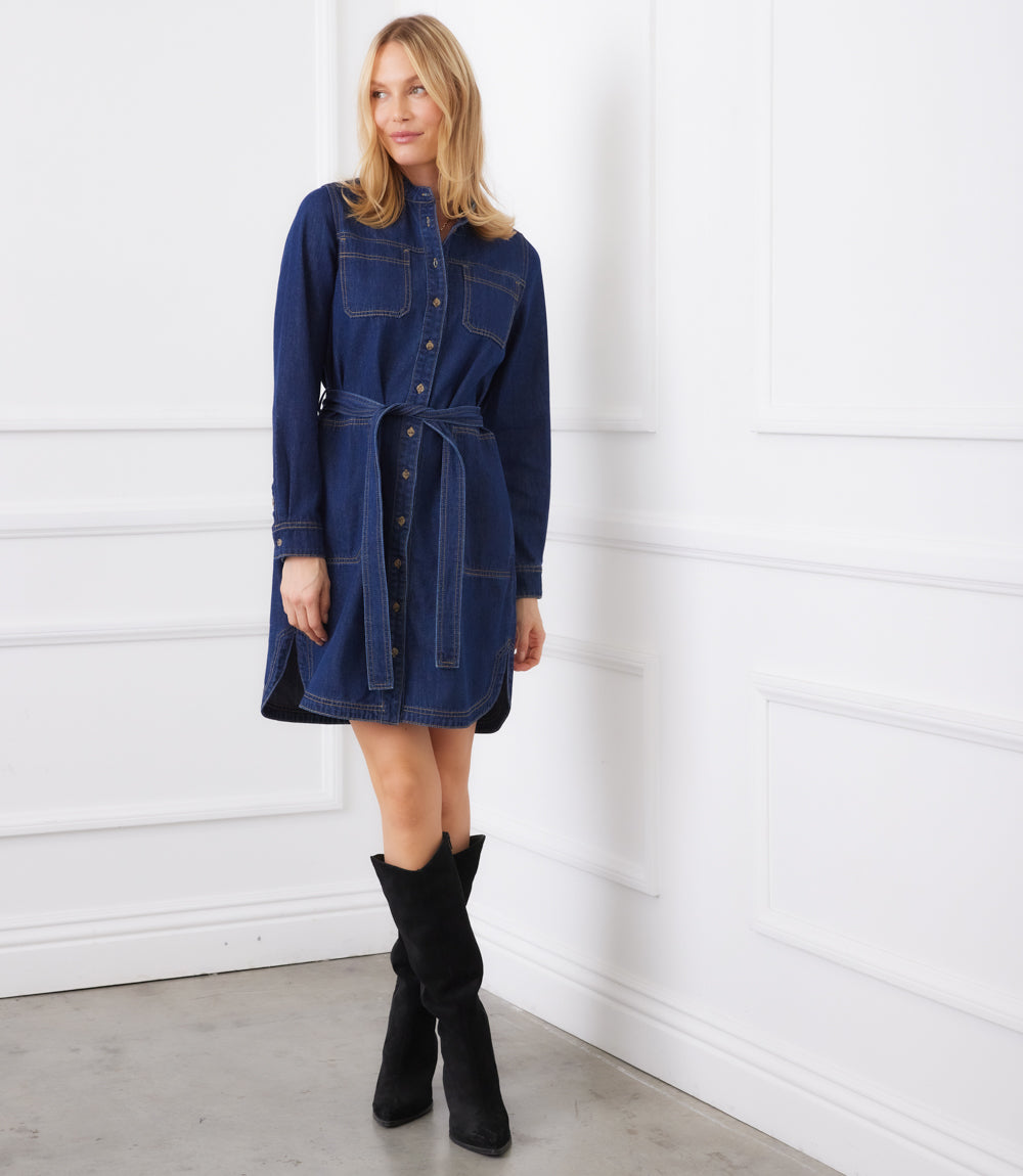 Belted Denim Shirtdress