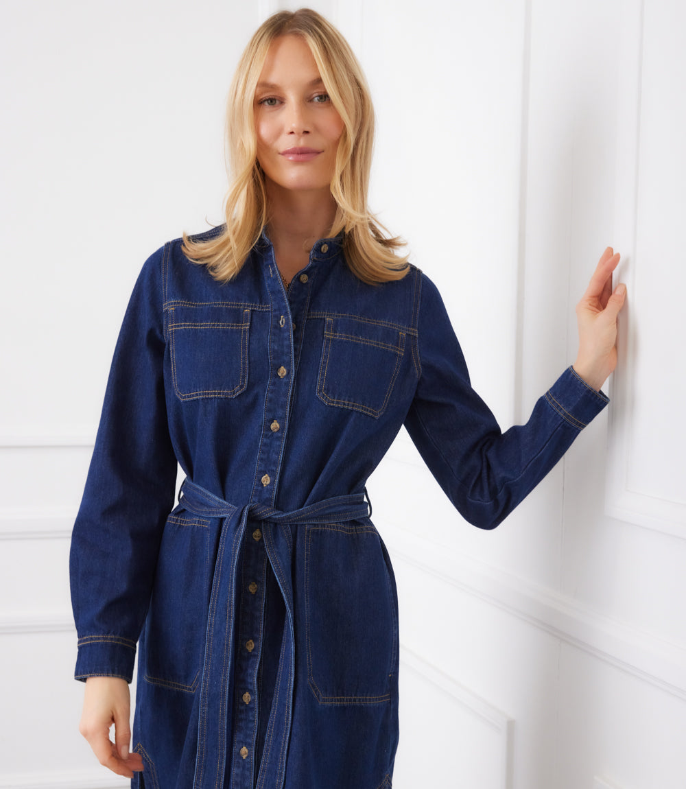 Belted Denim Shirtdress