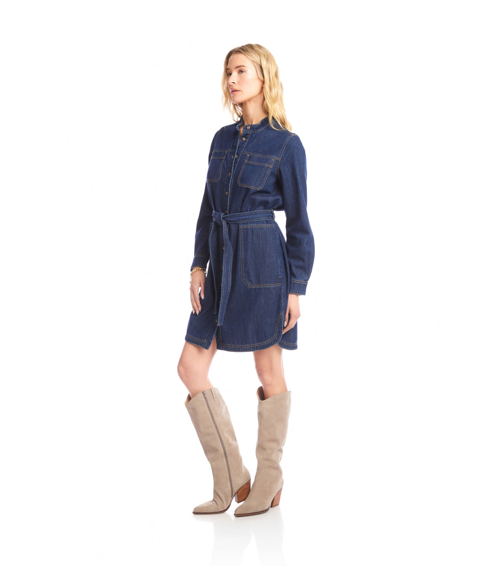 Belted Denim Shirtdress
