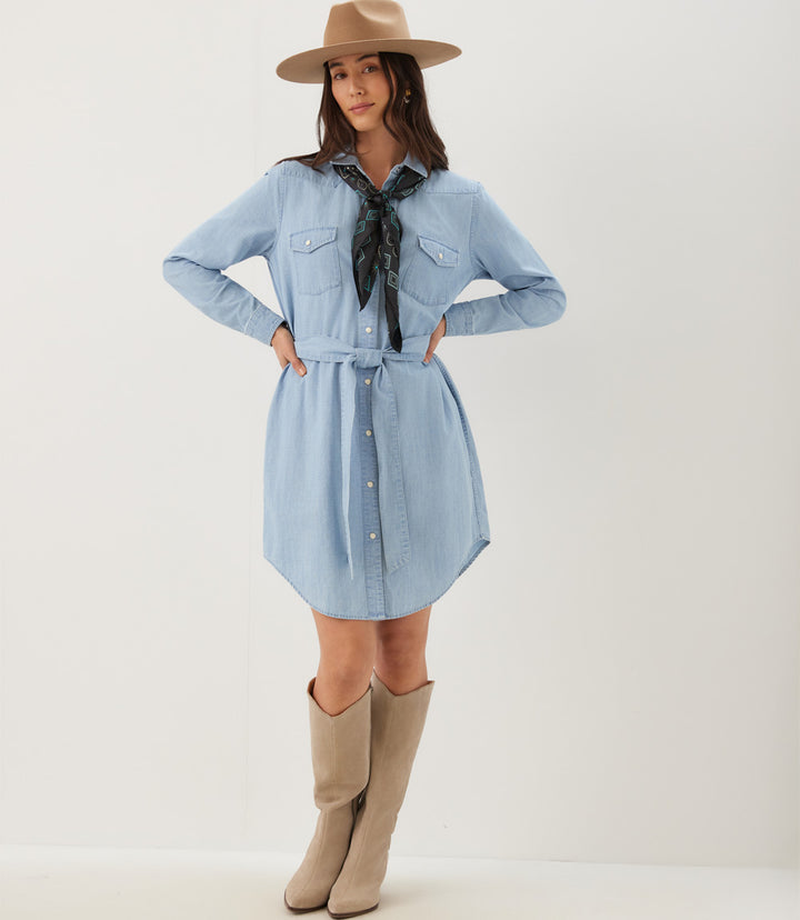 Western Belted Denim Shirtdress