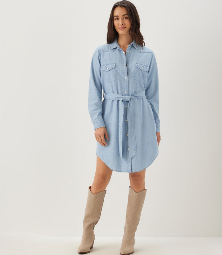 Western Belted Denim Shirtdress