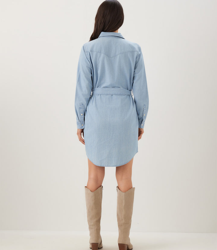 Western Belted Denim Shirtdress