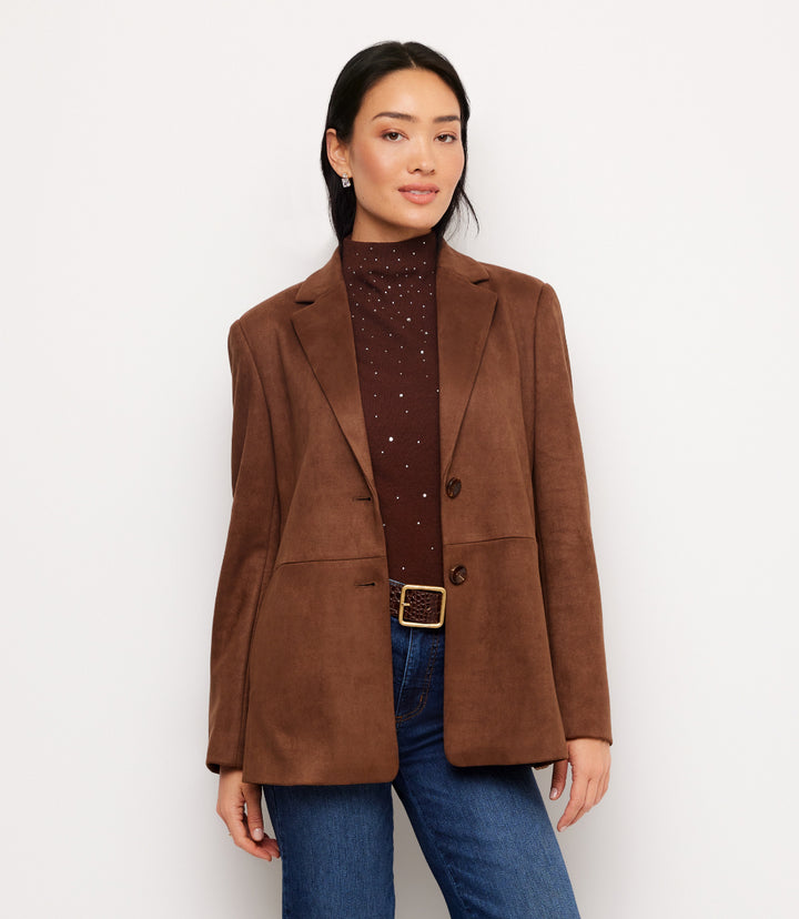 Faux Suede Blazer