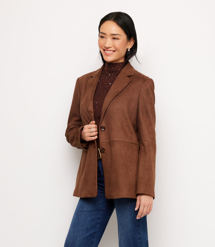 Faux Suede Blazer