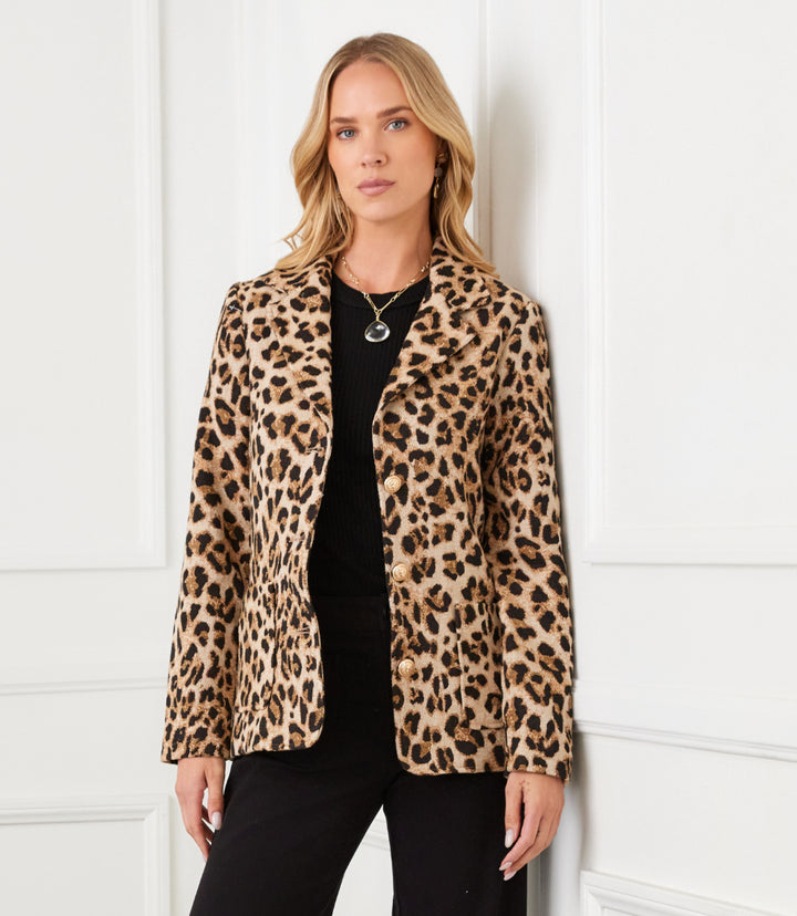Petite Size Animal Jacquard Blazer