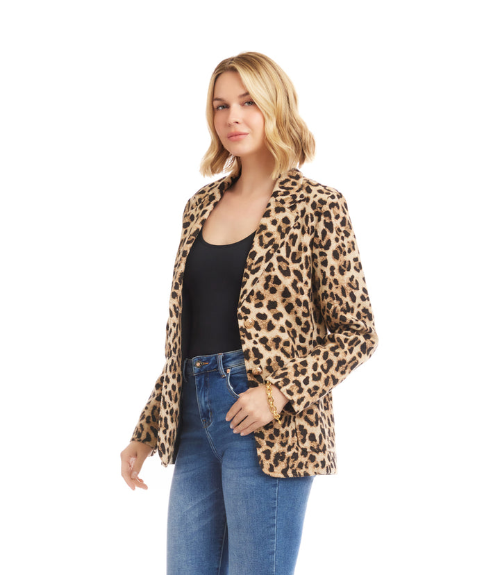 Petite Size Animal Jacquard Blazer