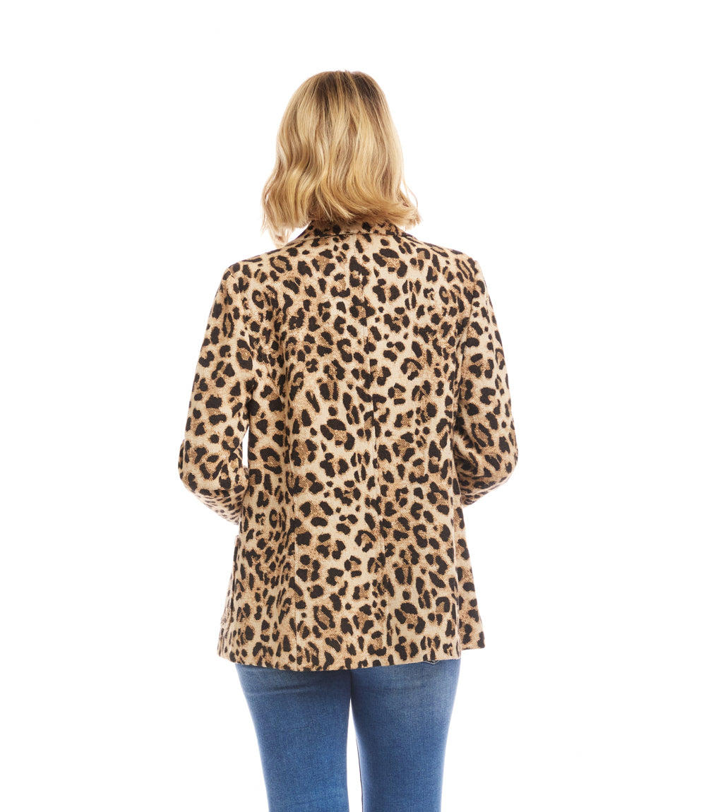 Petite Size Animal Jacquard Blazer