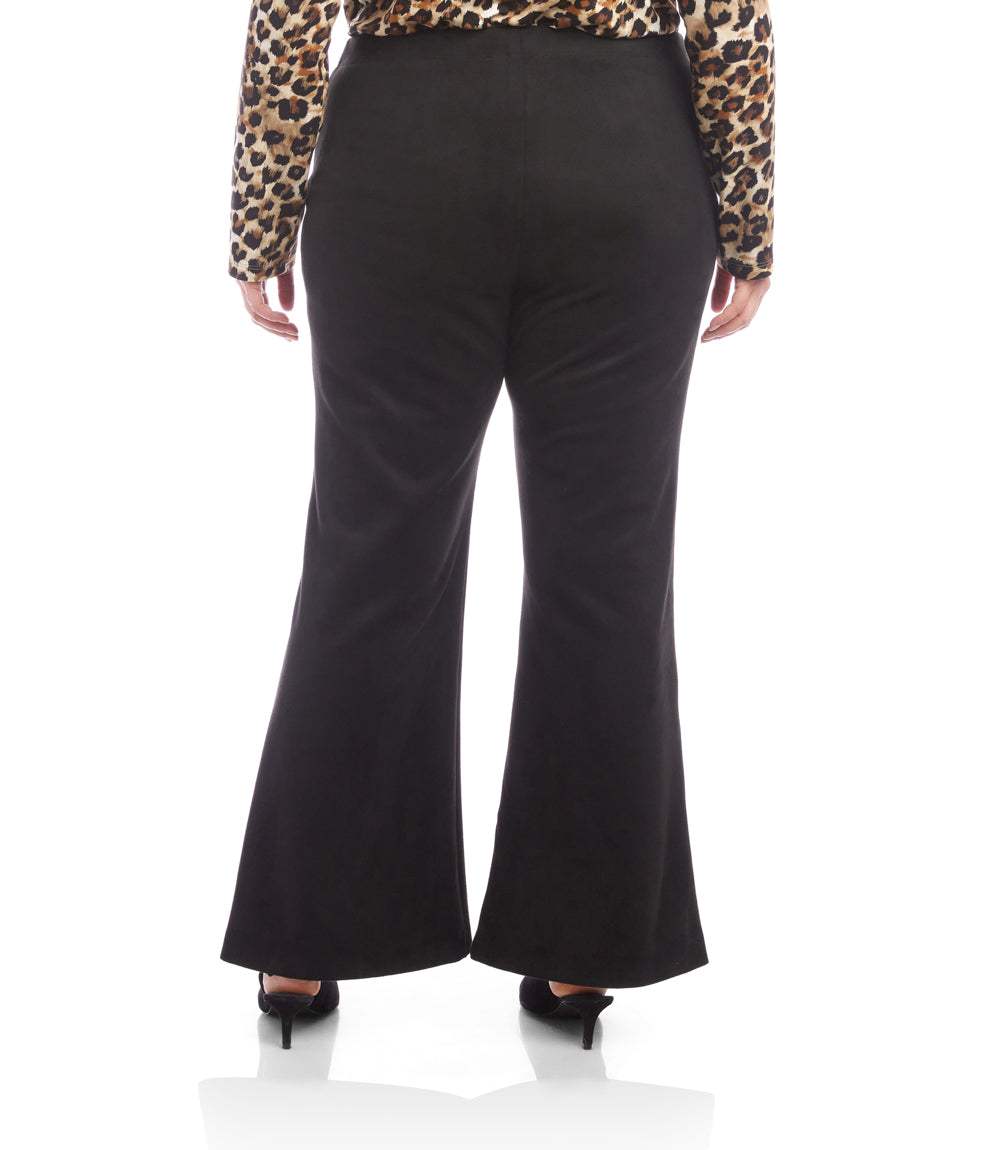 Plus Size Faux Suede Front Slit Pants
