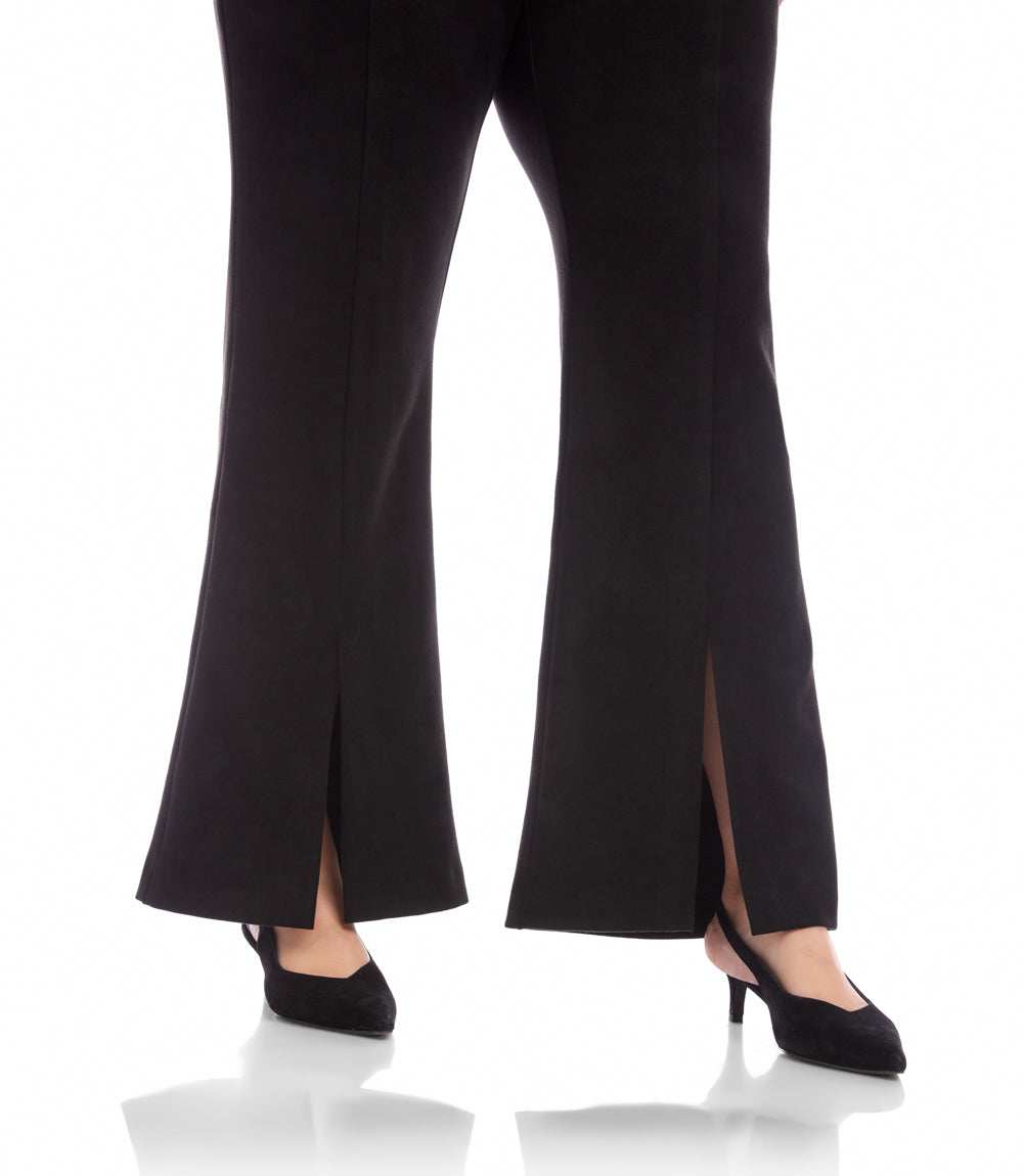Plus Size Faux Suede Front Slit Pants