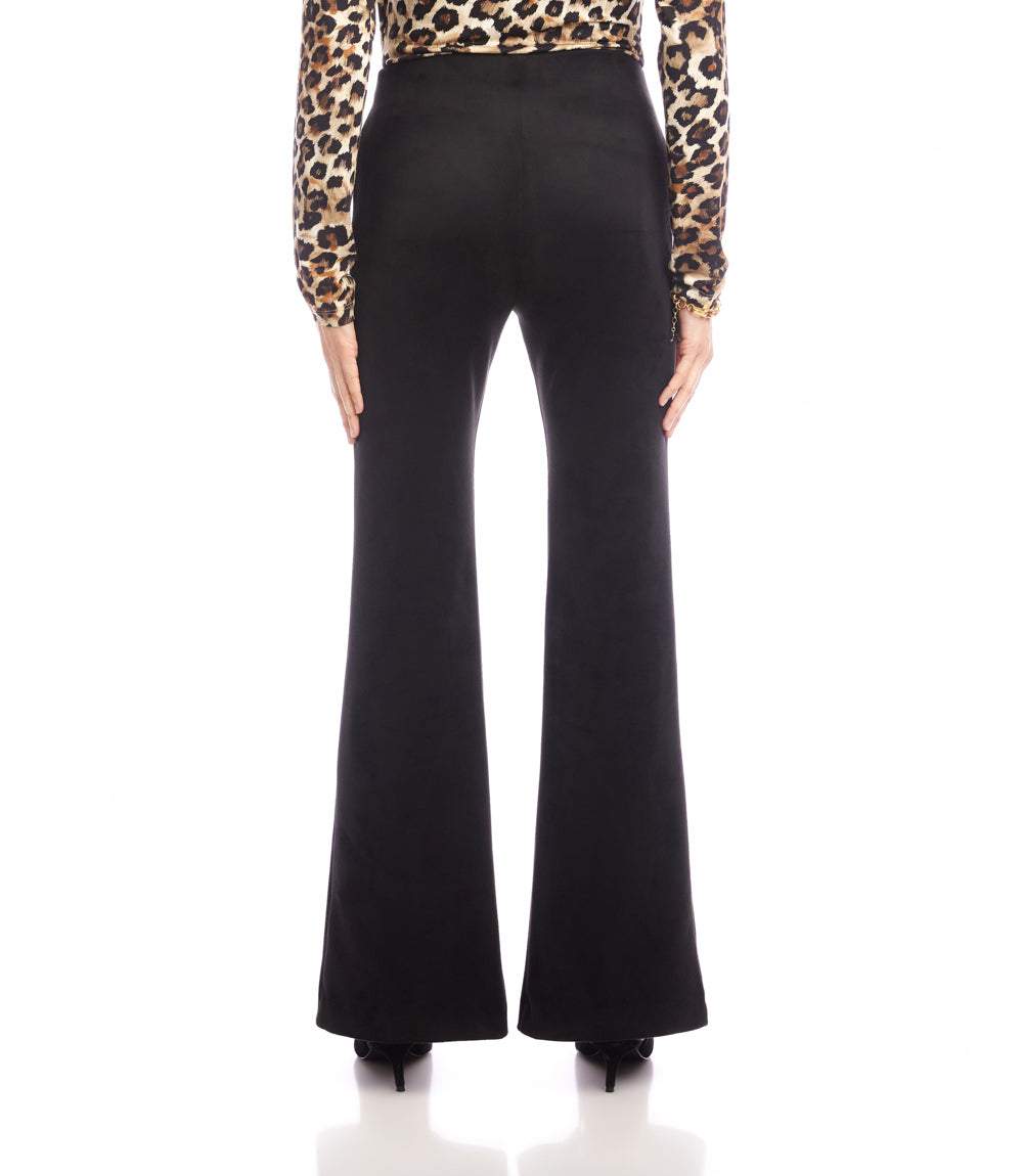 Faux Suede Front Slit Pants