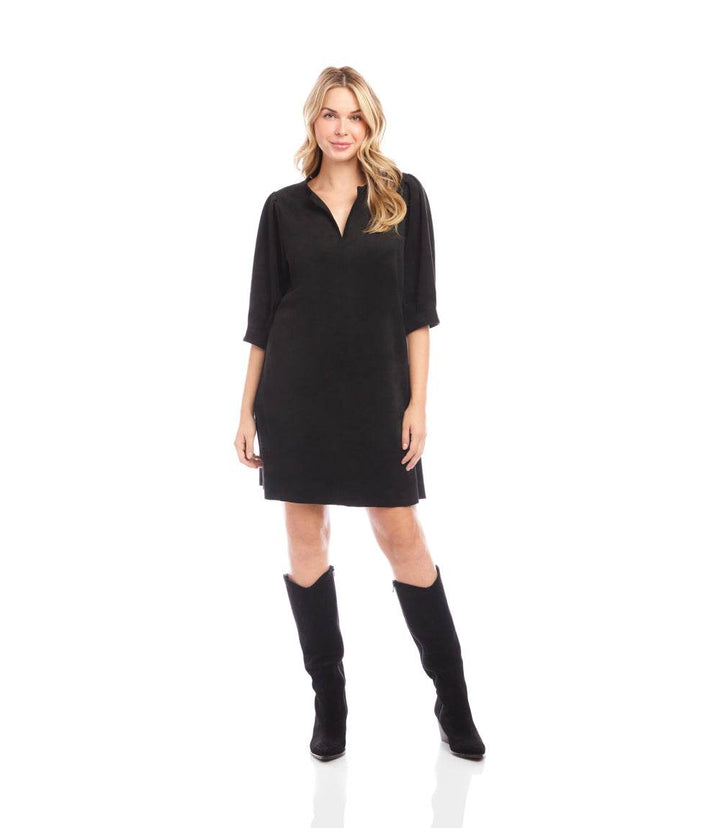Faux Suede Puff Sleeve Dress