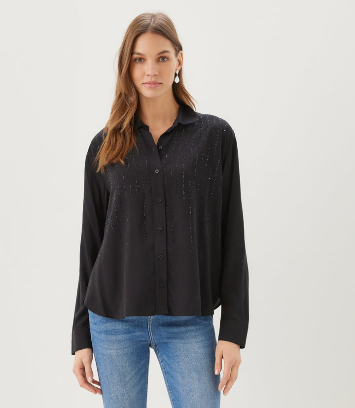 Long Sleeve Gemstone Button-Up Top