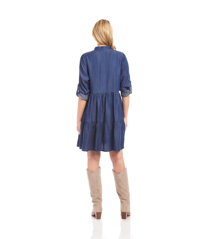 Roll Tab Tiered Shirtdress