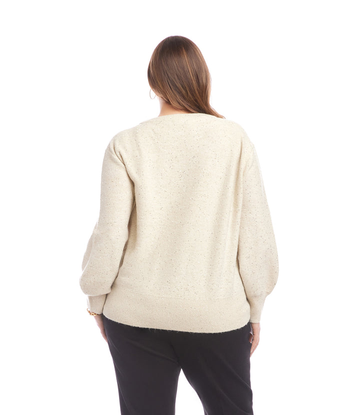 Plus Size Sequin V-Neck Sweater