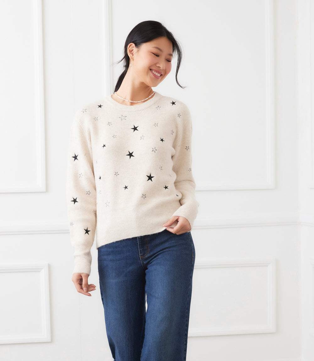 Embroidered Stars Sweater