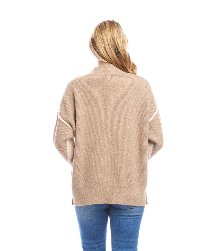 Colorblock Mock Neck Sweater