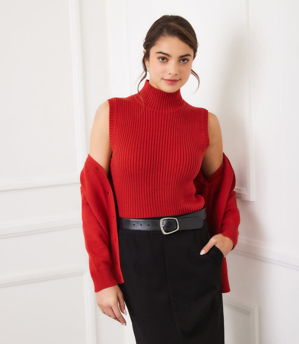 Ribbed Turtleneck Sweater Tank
