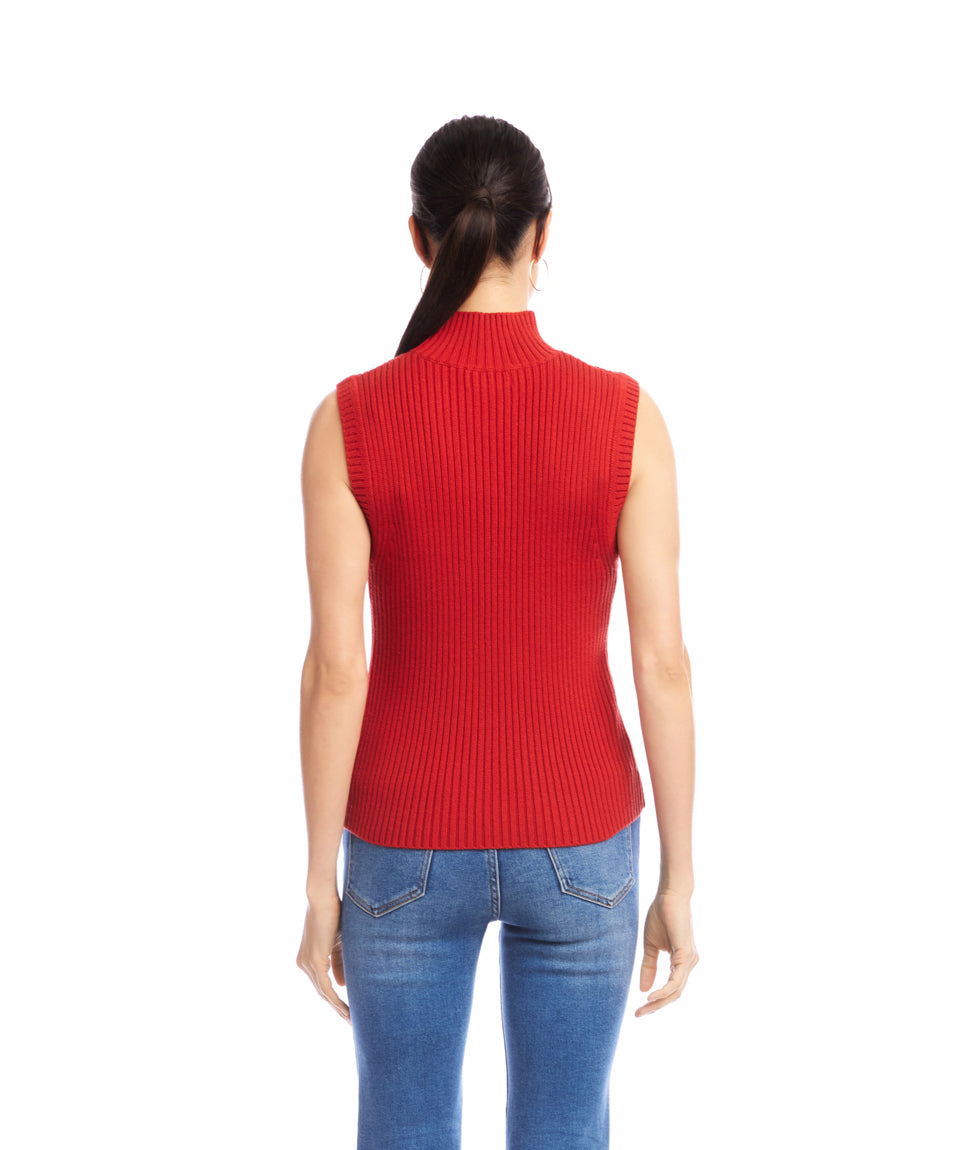 Ribbed Turtleneck Sweater Tank