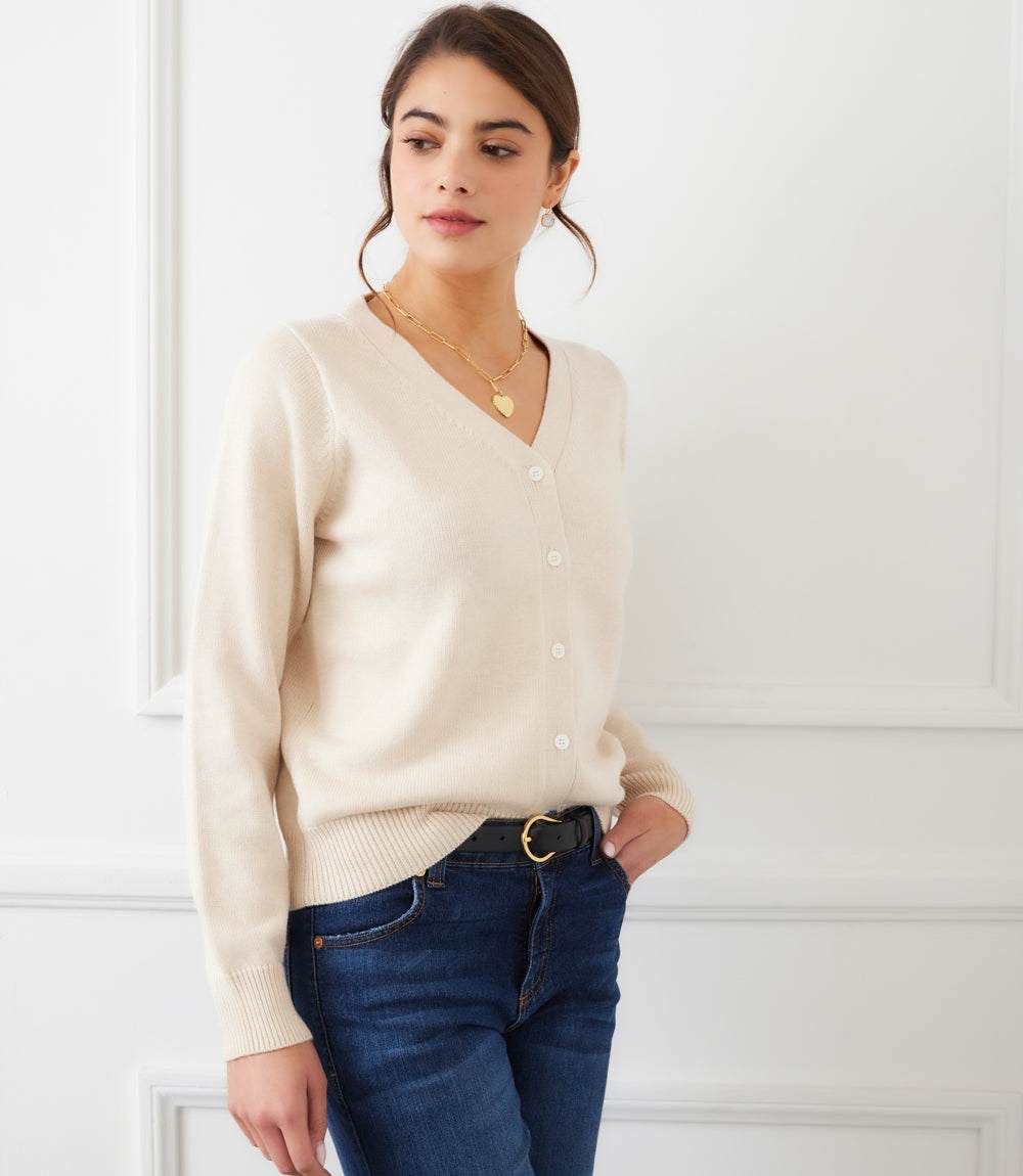 V-Neck Cardigan Sweater